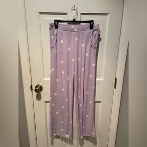 Purple Floral Ribbed Pj Pants